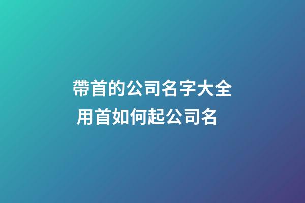 帶首的公司名字大全 用首如何起公司名-第1張-公司起名-玄機派
